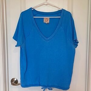 Short Sleeve Sweatshirt Top M Turqoise Blue Faded